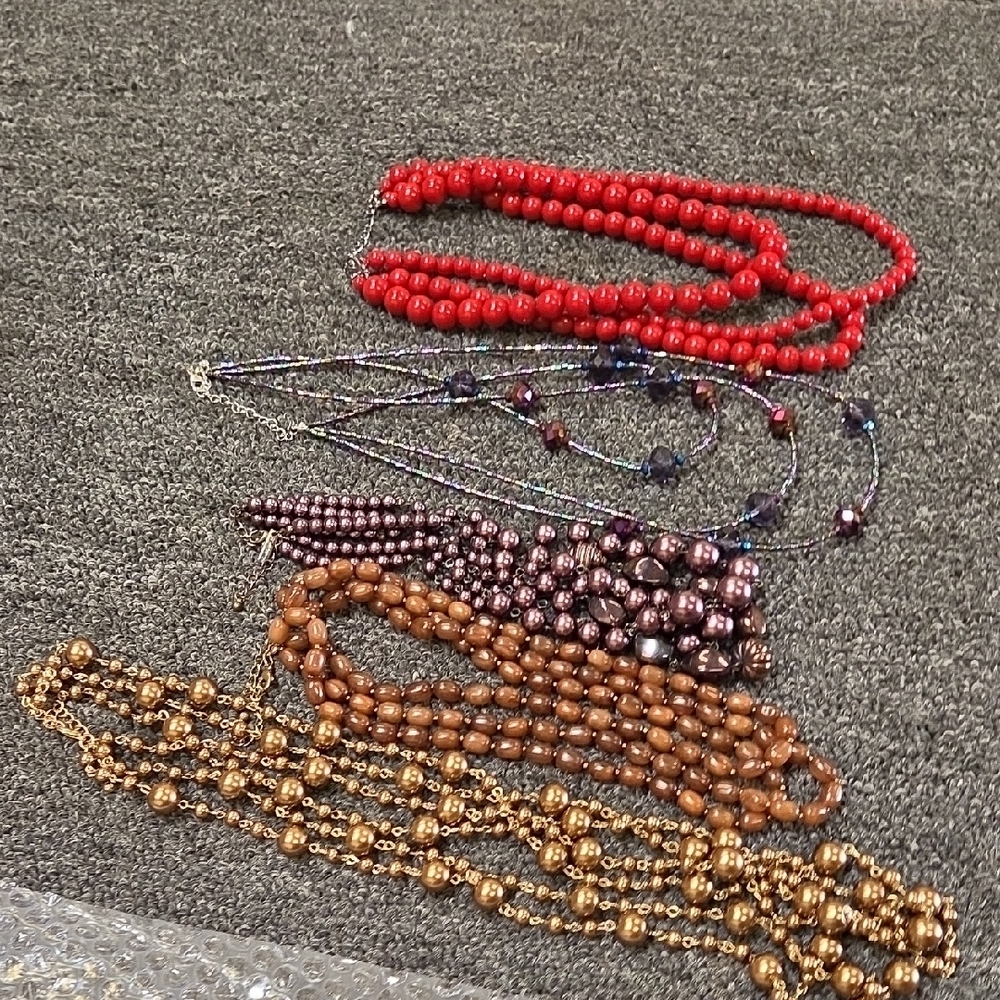 5 Unbranded Multi-Strand Beaded Necklace - Red and Brown Options - Picture 9 of 11
